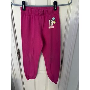 The Childrens Place Girls Pink Fleece Jogger Sweatpants Smiley Star Size 5/6 S